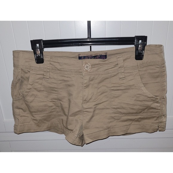 Wallflower Pants - WallFlower Khaki Chino Shorts Tan Stretch Twill‎ Low Rise Size 7 RN120246 y2k